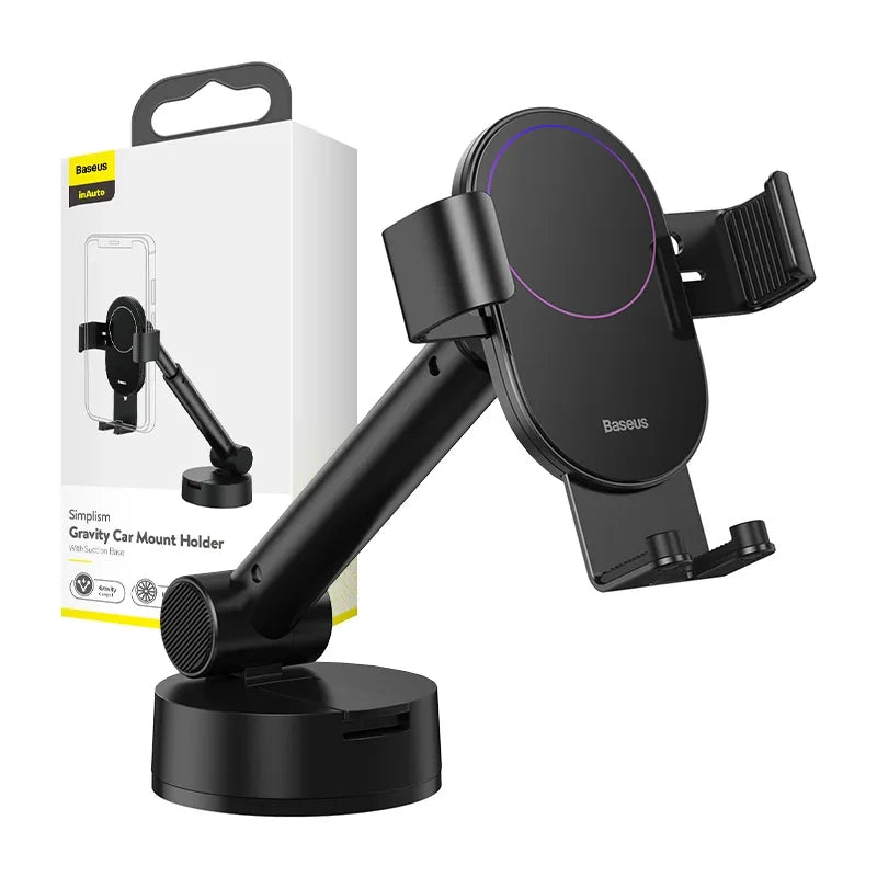 Gravity car mount for Baseus Tank phone with suction cup (black) - Product Image 8