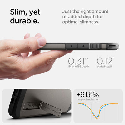 Spigen Tough Armor Case with MagSafe for iPhone 16e with Stand - Gray