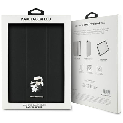Karl Lagerfeld Saffiano Magnetic Karl &amp; Choupette iPad Pro 11" 2024 Book Cover Case - Black