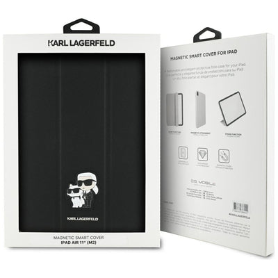Karl Lagerfeld Saffiano Magnetic Karl &amp; Choupette iPad Air 11" 2024 Book Cover Case - Black