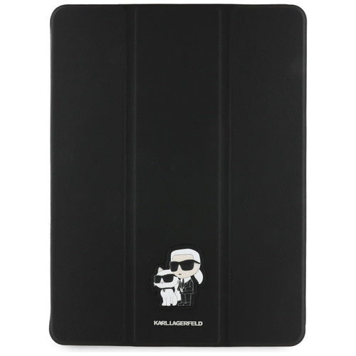 Karl Lagerfeld Saffiano Magnetic Karl &amp; Choupette iPad Pro 13" 2024 Book Cover Case - Black