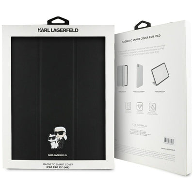 Karl Lagerfeld Saffiano Magnetic Karl &amp; Choupette iPad Pro 13" 2024 Book Cover Case - Black