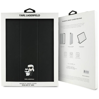 Karl Lagerfeld Saffiano Magnetic Karl &amp; Choupette iPad Air 13" 2024 Book Cover Case - Black