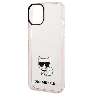 Karl Lagerfeld Transparent Choupette Body Case for iPhone 14 Plus / 15 Plus 6.7" - Pink