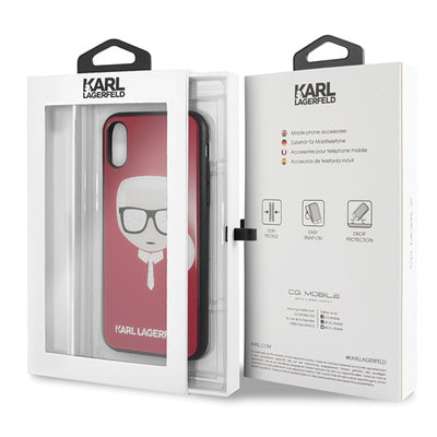 Karl Lagerfeld Iconic Glitter Karl`s Head iPhone X / Xs Case - Red