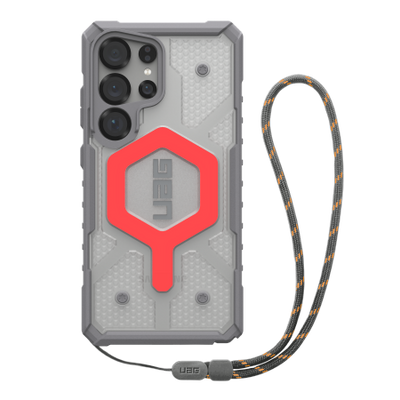 UAG Pathfinder Clear Magnet Bundle Magnetic Case and Wrist Strap for Samsung Galaxy S25 Ultra 5G - Gray/Red