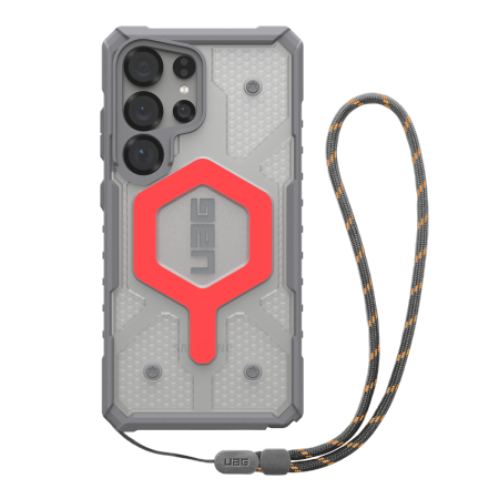 UAG Pathfinder Clear Magnet Bundle Magnetic Case and Wrist Strap for Samsung Galaxy S25 Ultra 5G - Gray/Red