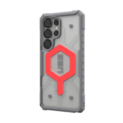 UAG Pathfinder Clear Magnet Bundle Magnetic Case and Wrist Strap for Samsung Galaxy S25 Ultra 5G - Gray/Red