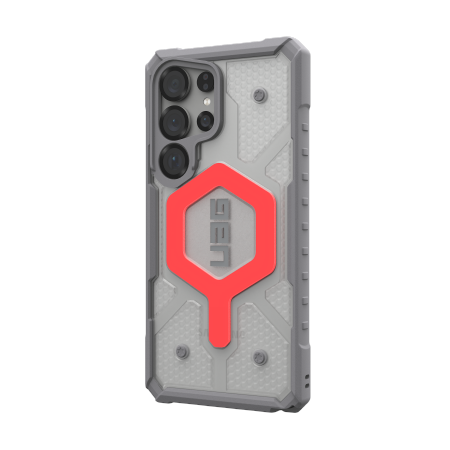 UAG Pathfinder Clear Magnet Bundle Magnetic Case and Wrist Strap for Samsung Galaxy S25 Ultra 5G - Gray/Red