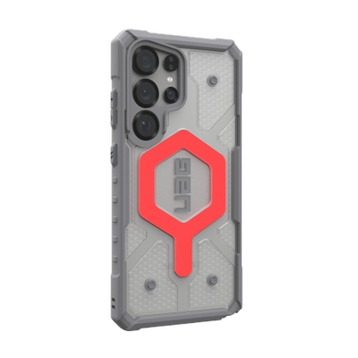 UAG Pathfinder Clear Magnet Bundle Magnetic Case and Wrist Strap for Samsung Galaxy S25 Ultra 5G - Gray/Red