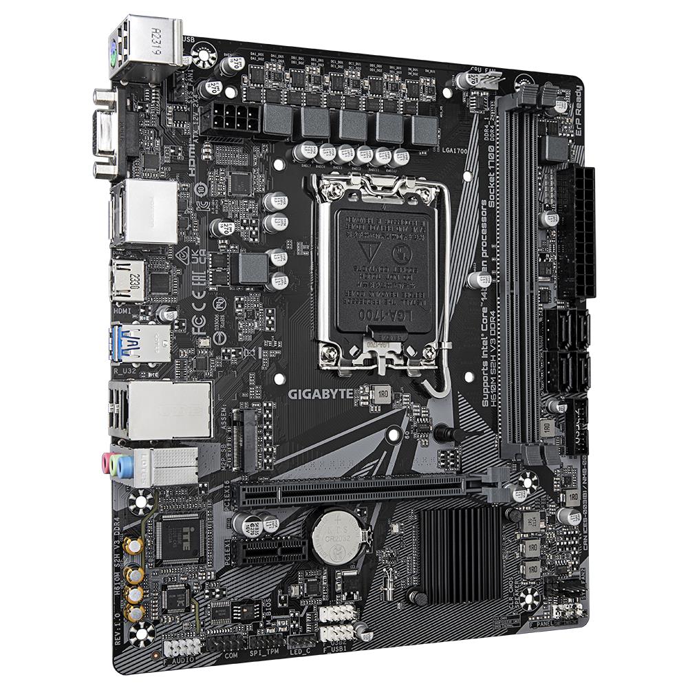 Mainboard GIGABYTE Intel H610 LGA1700 Micro-ATX Memory DDR4 Memory slots 2 1xPCI-Express 3.0 1x 1xPCI-Express 4.0 16x 1xM.2 1x15pin D-sub 1xHDMI 2xDisplayPort 4xUSB 2.0 2xUSB 3.2 1xPS/2 1xRJ45 3xAudio port H610MS2HV3DDR4
