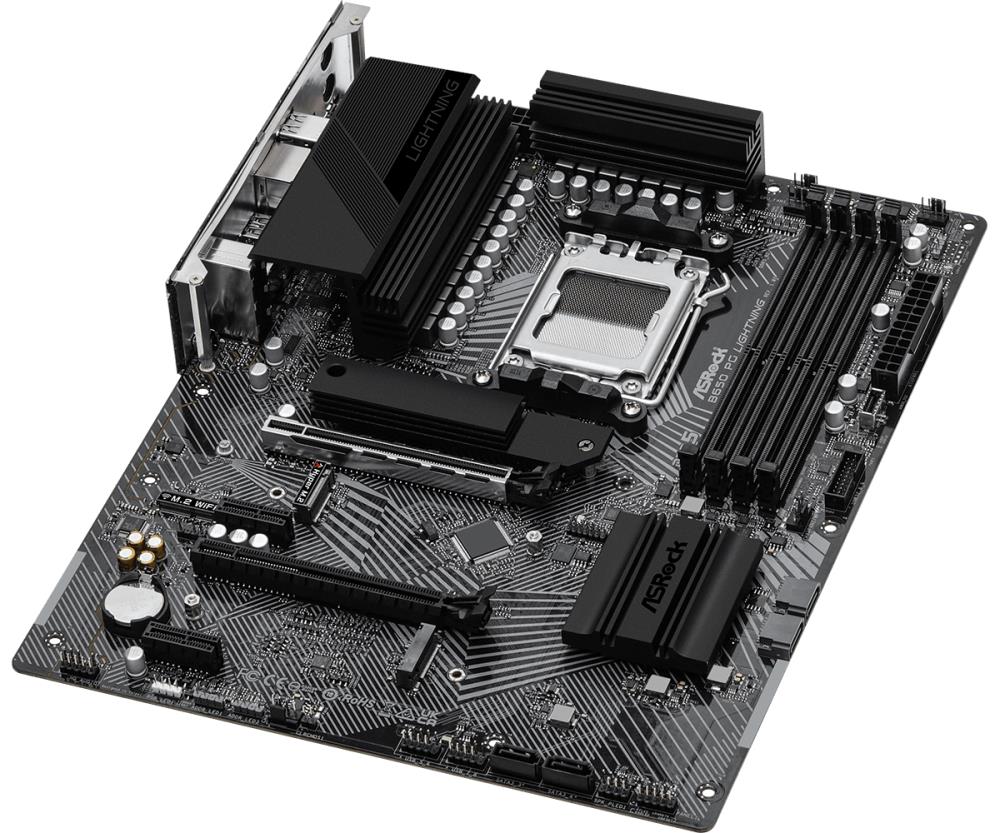 Mainboard ASROCK AMD B650 SAM5 ATX Memory DDR5 Memory slots 4 2xPCI-Express 4.0 1x 2xPCI-Express 4.0 16x 3xM.2 1xHDMI 1xAudio-In 1xAudio-Out 1xMicrophone 4xUSB 2.0 7xUSB 3.2 2xUSB-C 1xRJ45 B650PGLIGHTNING