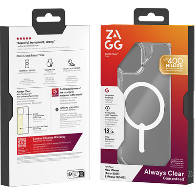 ZAGG Crystal Palace Snap Case for iPhone 16e (2025) / 15 / 14 / 13 - Transparent