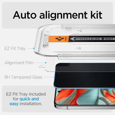 Spigen Glas.TR &quot;Ez Fit&quot; Privacy 2-pack Privacy Glass for Google Pixel 9 Pro XL
