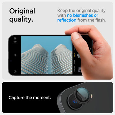 Spigen Optik Pro GLAS.TR &quot;Ez Fit&quot; Camera Cover 2-pack for iPhone 16e - Black