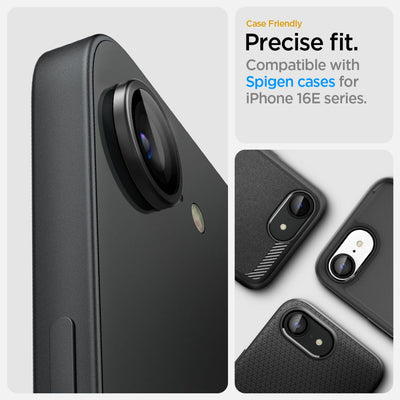 Spigen Optik Pro GLAS.TR &quot;Ez Fit&quot; Camera Cover 2-pack for iPhone 16e - Black