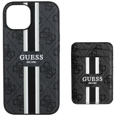 Guess 4G Stripes case with Magsafe wallet for iPhone 15 black