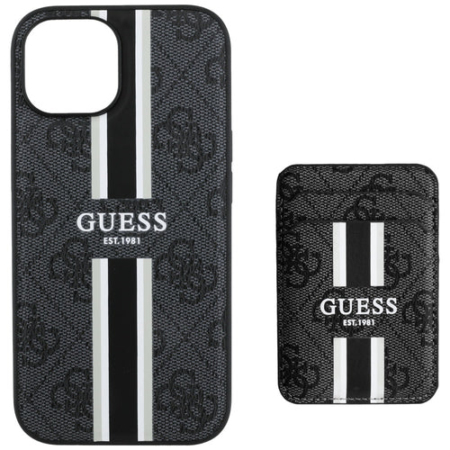 Guess 4G Stripes case with Magsafe wallet for iPhone 15 black
