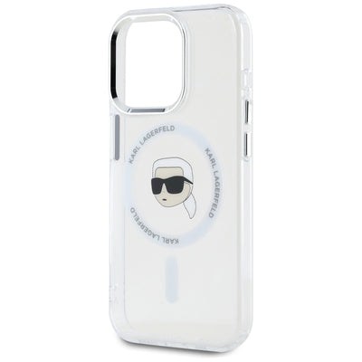Karl Lagerfeld IML Metal Karl Head MagSafe Case for iPhone 15 Pro Max White