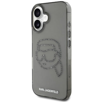 Karl Lagerfeld IML Rhinestones Karl Head Case for iPhone 16 Black