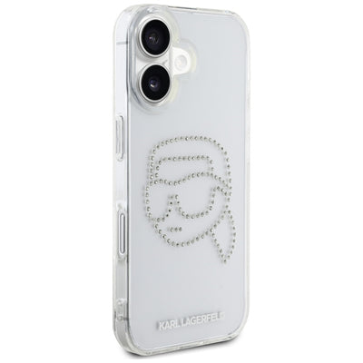 Karl Lagerfeld IML Rhinestones Karl Head Case for iPhone 16 Clear