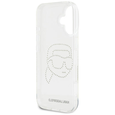 Karl Lagerfeld IML Rhinestones Karl Head Case for iPhone 16 Clear