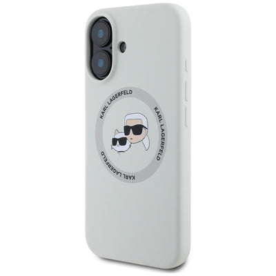 Karl Lagerfeld Silicone Double Heads And Circle MagSafe case for iPhone 16 beige
