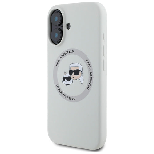 Karl Lagerfeld Silicone Double Heads And Circle MagSafe case for iPhone 16 beige
