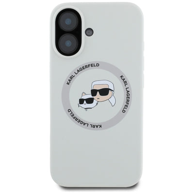 Karl Lagerfeld Silicone Double Heads And Circle MagSafe case for iPhone 16 beige