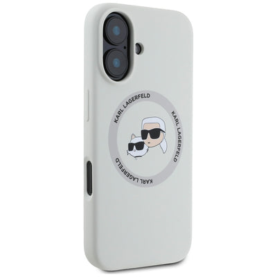 Karl Lagerfeld Silicone Double Heads And Circle MagSafe case for iPhone 16 beige