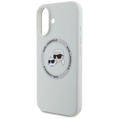 Karl Lagerfeld Silicone Double Heads And Circle MagSafe case for iPhone 16 beige