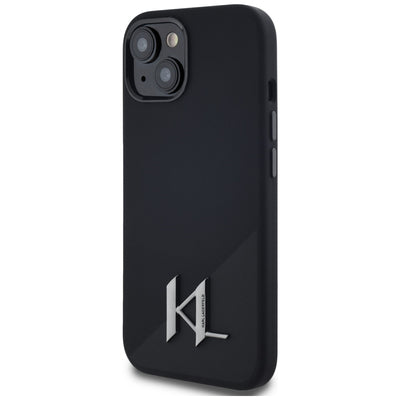Karl Lagerfeld Silicone Shadow Metal Initial MagSafe Case for iPhone 15 Black