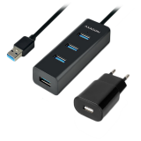 AXAGON HUE-S2BP 4x USB3.0 Charging Hub 1.2m Cable, MicroUSB Charging, Incl