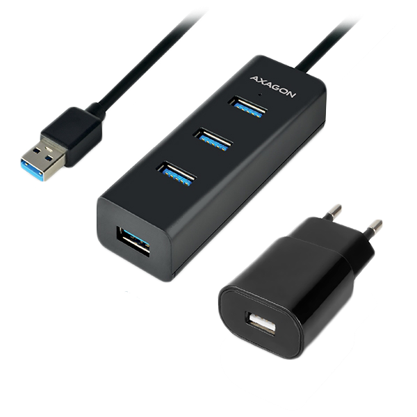 AXAGON HUE-S2BP 4x USB3.0 Charging Hub 1.2m Cable, MicroUSB Charging, Incl