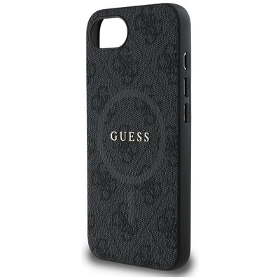 Guess PU Leather 4G Colored Ring Case with MagSafe for iPhone 16e - Black