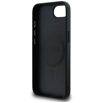 Guess PU Leather 4G Colored Ring Case with MagSafe for iPhone 16e - Black