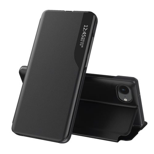 Eco Leather View Case, an elegant case with a flap and stand for iPhone 16e / 17e - black — Hurtel
