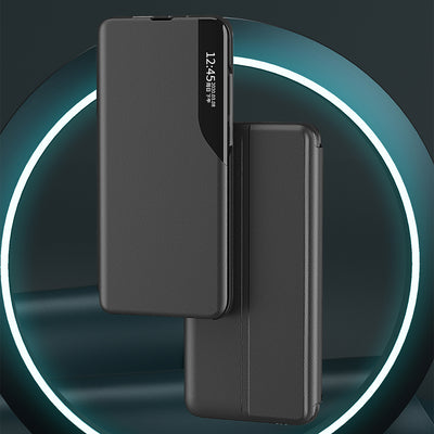 Eco Leather View Case, an elegant case with a flap and stand for iPhone 16e / 17e - black — Hurtel