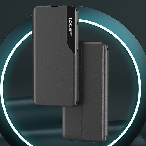 Eco Leather View Case, an elegant case with a flap and stand for iPhone 16e / 17e - black — Hurtel