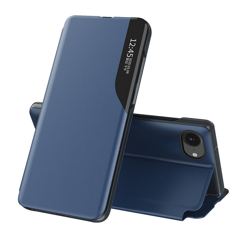 Eco Leather View Case, an elegant case with a flap and stand for iPhone 16e / 17e - blue — Hurtel