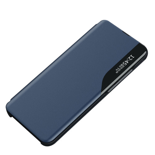 Eco Leather View Case, an elegant case with a flap and stand for iPhone 16e / 17e - blue — Hurtel
