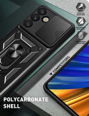 Hybrid Armor Camshield with Stand and Camera Cover for Samsung Galaxy S25 Edge - Black — Hurtel