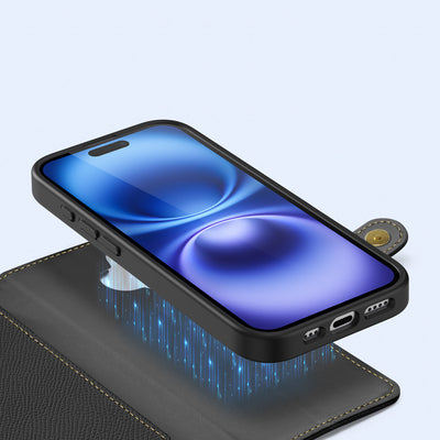 Dux Ducis Lawa Leather Case for iPhone 16 - Black