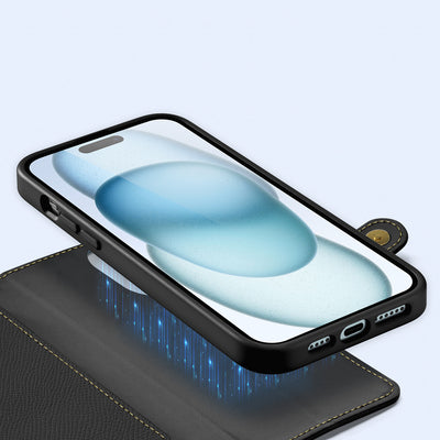 Dux Ducis Lawa Leather Case for iPhone 15 - Black