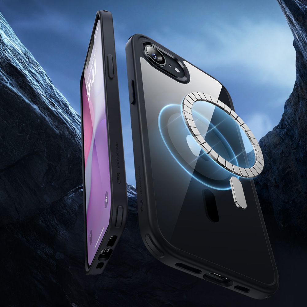 ESR Classic Hybrid Halolock MagSafe iPhone 16e Case - Clear-Black
