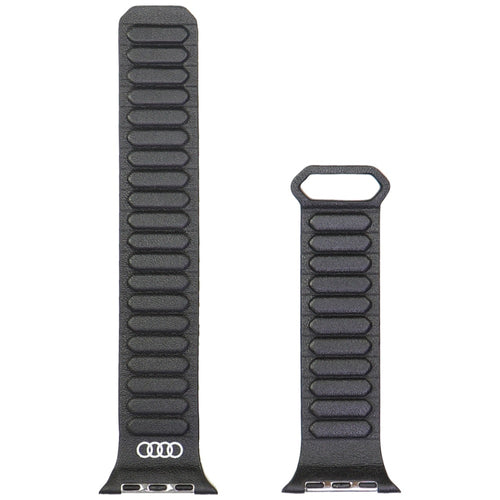 Audi Logo Genuine Leather Magnetic Ring Strap for Apple Watch 44 / 45 / 46 / 49 mm - Black