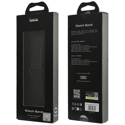 Audi Logo Genuine Leather Magnetic Ring Strap for Apple Watch 44 / 45 / 46 / 49 mm - Black