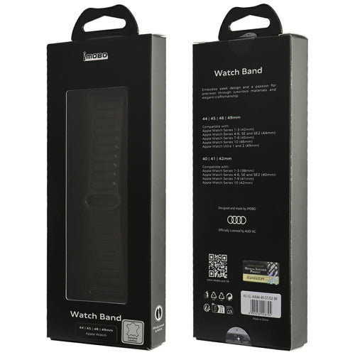 Audi Logo Genuine Leather Magnetic Ring Strap for Apple Watch 44 / 45 / 46 / 49 mm - Black