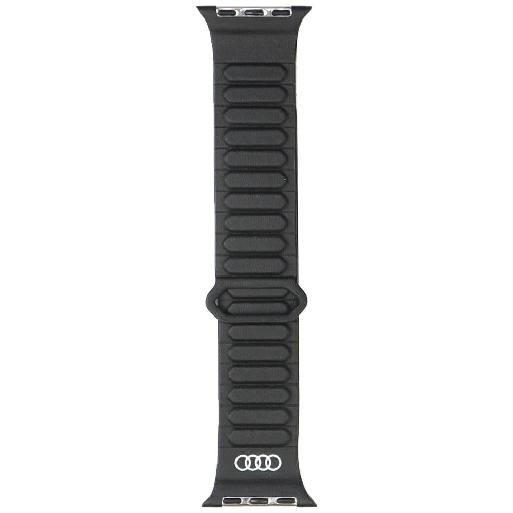 Audi Logo Synthetic Leather Magnetic Ring Strap for Apple Watch 40/41/42 mm - Black