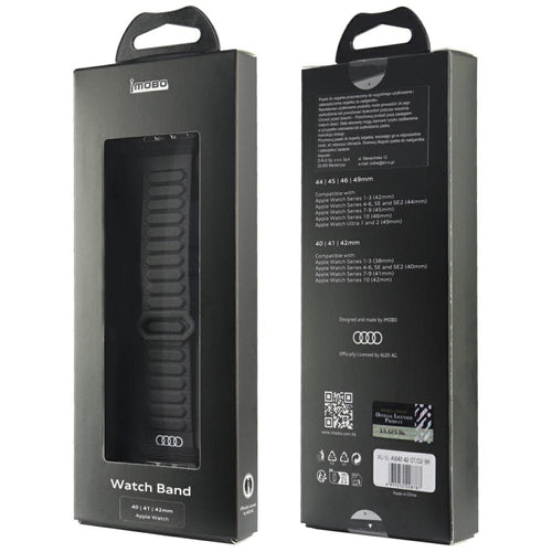 Audi Logo Synthetic Leather Magnetic Ring Strap for Apple Watch 40/41/42 mm - Black